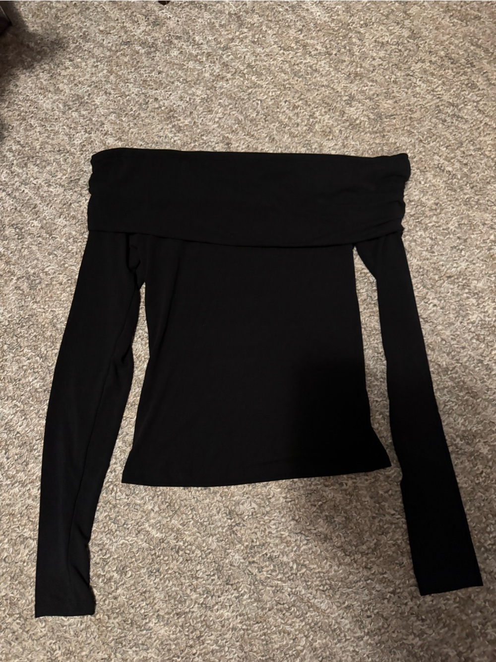 Garage Black Off-Shoulder Long Sleeve Top, size small, black